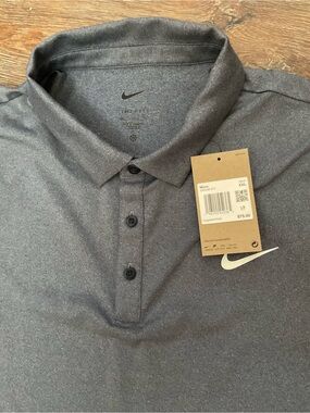 Nike Men's Charcoal Gray Golf Shirt with Swoosh NWT XXL